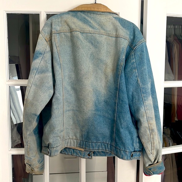 Distressed denim jacket with shearling interior - Picture 2 of 2